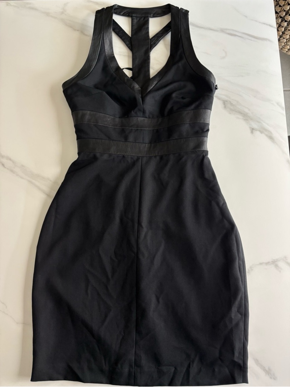 bebe Black Sleeveless Dress with Leather Trim Black Gothic size XS - Picture 3 of 10